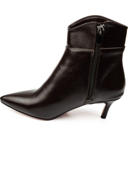 3848 Kahverengi Ince Topuk Kadın Bot modelleri