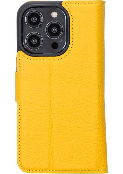 Apple iPhone 14 Pro Uyumlu Deri Cüzdanlı Kılıf Mwwn FL12 Sarı indirimleri