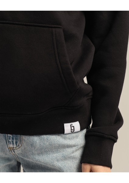 Nightfall Kadın Yumusaçık Kumaşlı Kapüşonlu Oversize Fit Nakışlı Mavi Sweatshirt modelleri