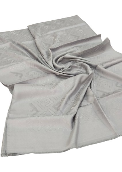 F Desen Ipek Jakarlı Şal Gümüş modelleri