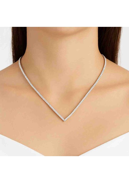 Pırlanta Montür V Modeli Suyolu Bayan Kolye Modeli