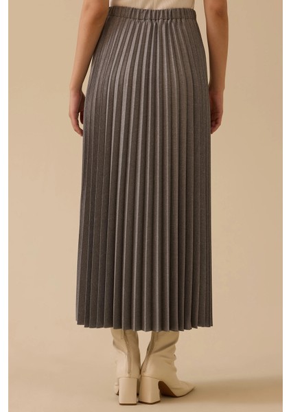 Kadın Elastik Bel Pliseli Etek 1006 Gri fırsatları