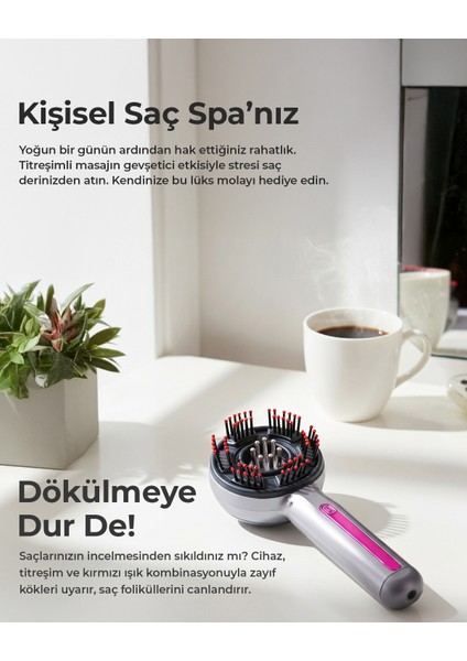 Hotpower Şarjlı Akıllı Saç Derisi Masaj ve Serum/yağ Aplikatör Cihazı, Kırmızı LED Terapili modelleri