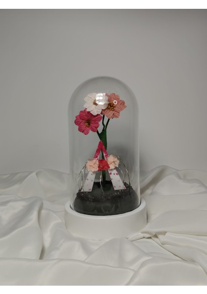 Dekoratif Ledli A Harfi, A Harfli Özel Akşamsefası Çiçekli Teraryum Fanus, Hediyelik Fanus modelleri