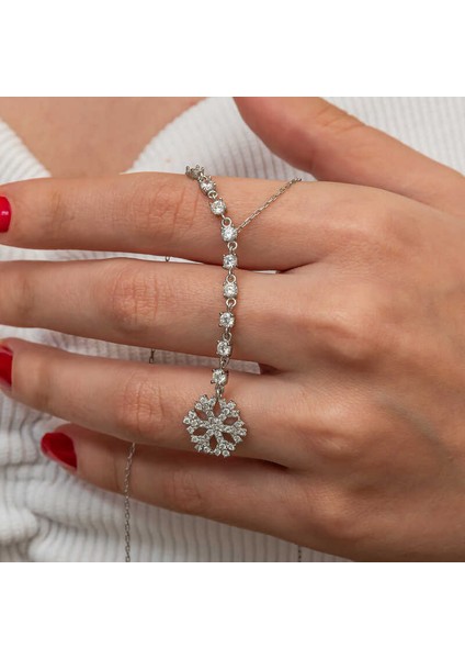 Gümüş Sıralı Zirkon Taşlı Kar Tanesi Kadın Kolye indirimleri