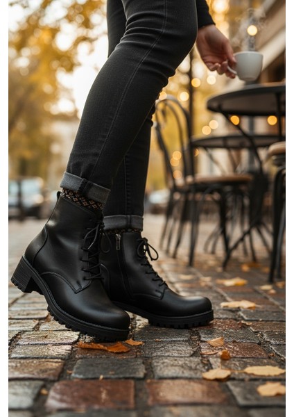 Modesa Hakiki Deri Siyah Fermuarlı&bağcıklı Kadın Bot VK_0008 fırsatları