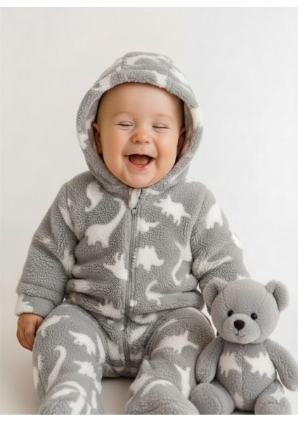 Welsoft Unisex Bebek Çocuk Kışlık Fermuarlı Peluş Tulum , Bebek ve Çocuk Tulum