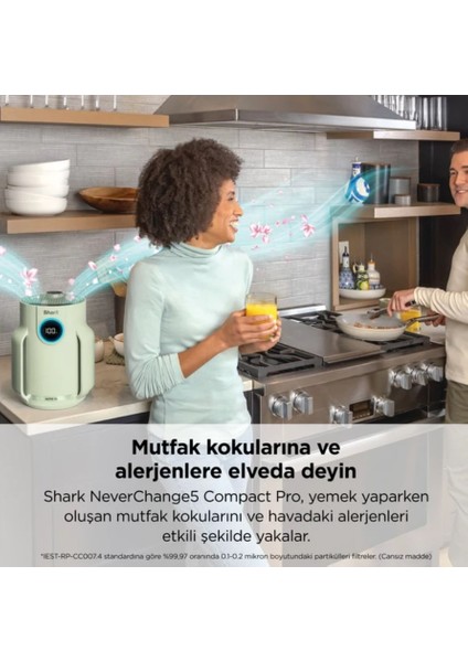 alerjisi Olan Evler, Aileler ve Evcil Hayvanlar Için Ideal Neverchange5 Compact Pro Hava Temizleyici - Yeşil + 5 Yıl Uzun Ömürlü Filitre