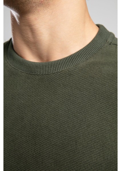 Newdiagonal Erkek O Yaka Sweatshirt Yeşil fırsatları