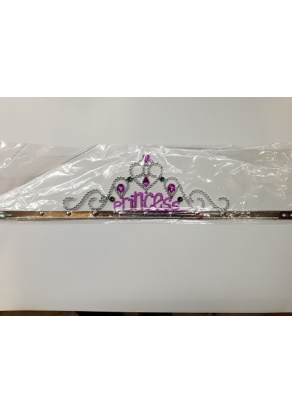 Gümüş Renk Prenses Yazılı Parti Tacı 60 cm modelleri