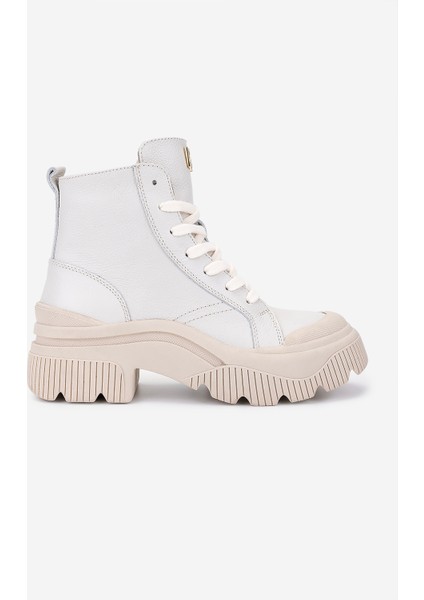 Kadın Hakiki Deri Kırık Beyaz Casual Bot 154 5989 Bn Bot SK25-26 Off Whıte Fltr