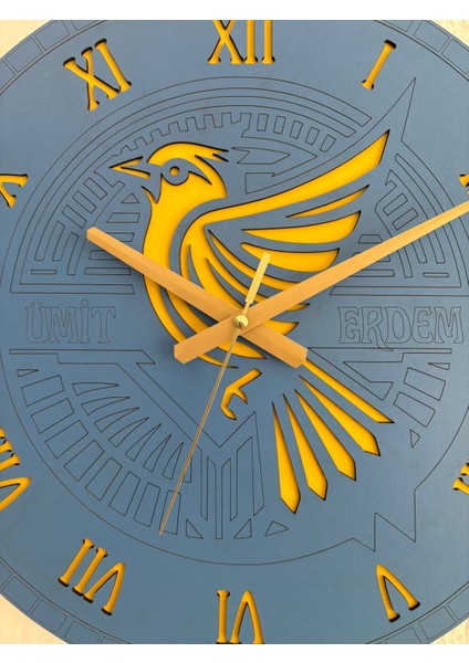 Kişiye Özel Isimli Kanarya Tasarımlı Duvar Saati | Romen Rakamlı Lazer Kesim Ahşap Dekor | 40 cm fiyatları