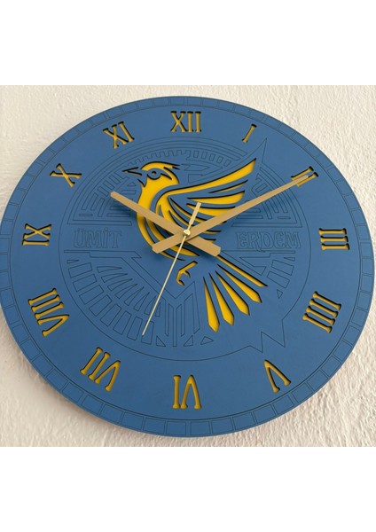 Kişiye Özel Isimli Kanarya Tasarımlı Duvar Saati | Romen Rakamlı Lazer Kesim Ahşap Dekor | 40 cm modelleri