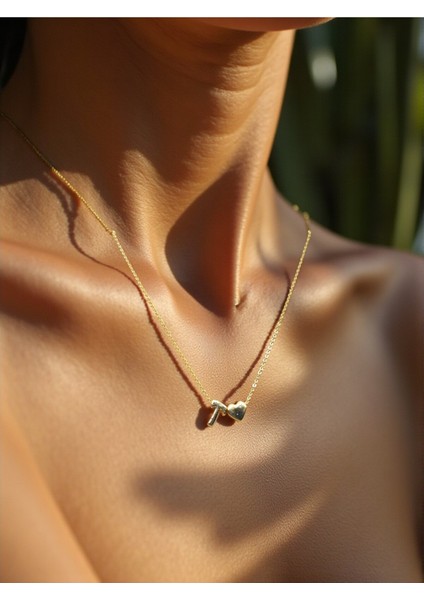 T Harfi 316L Paslanmaz Çelik Zincir Altın Kaplama Kolye Hediye Kalp Sevgili Eş