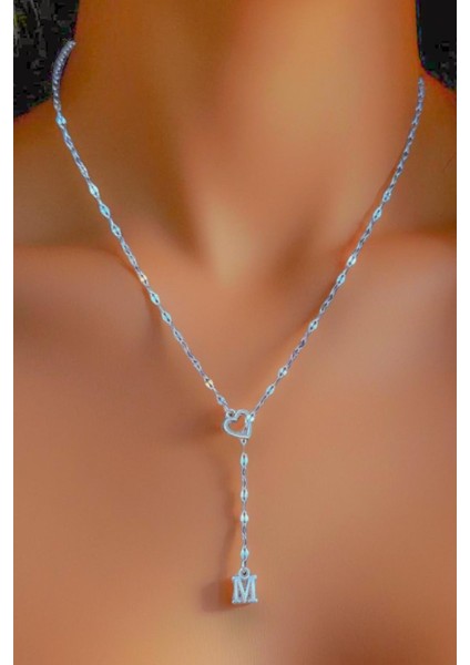 M Harfi 316L Paslanmaz Çelik Kolye Kalpli Dekolte Yeni Sezon Kişiye Özel Kolye Hediye Kutulu