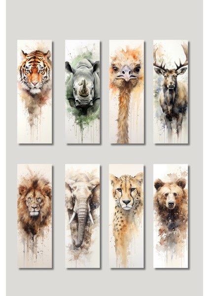 Vahşi Hayvanlar Tasarım Hediyelik 8'li Kitap Ayracı Seti