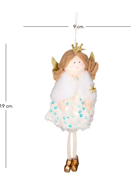 Yılbaşı Süsü, Peri Figürlü, Gold-Beyaz - 9X19 cm modelleri