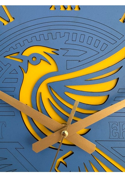 Kişiye Özel Isimli Kanarya Tasarımlı Duvar Saati | Romen Rakamlı Lazer Kesim Ahşap Dekor | 40 cm