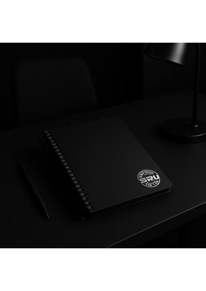 Siyah Yapraklı Defter A5 (15 x 21 Cm) ve Beyaz Kalem, Black Sketch,