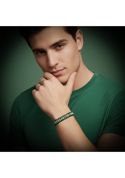 Yeşil Aventurin & Hematit Çelik Örgülü Deri Bileklik 9592B22D5 fiyatları