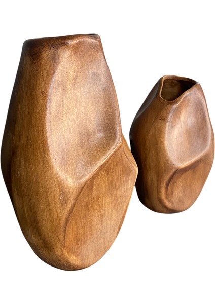 Kahve Renk 2’li Bohem Seramik Vazo Seti | 45 cm & 30 cm Dekoratif Modern Vazo Takımı indirimleri