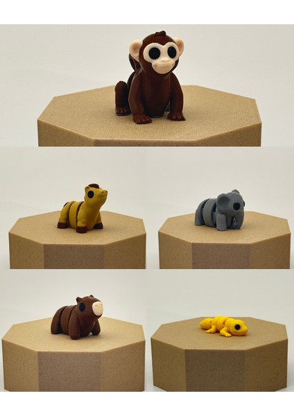 Minik Hayvanlar 5'li Oyuncak Seti- EKIP10– Organik, Hareketli, Eklemli ve Eğitici