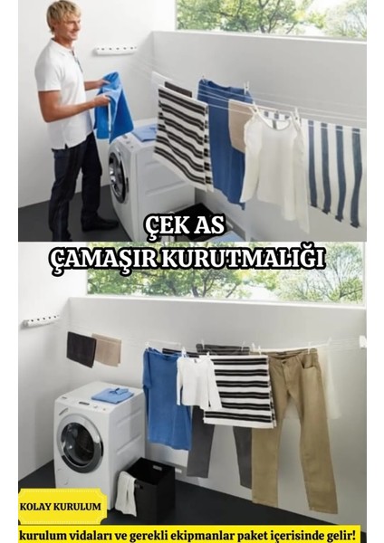 Lüx Çamaşır Kurutmalık Çek As 5 Ipli 4 Metre Kolay Kurulum Açılır Kapanır Ergonomik Dayanıklı modelleri