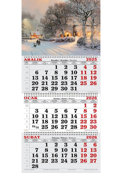 2026 Yılı Gemici Takvimi- Karlı Kasaba ve Kızaklı Çocuklar