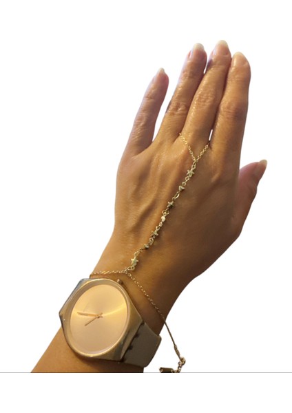 Çelik Gold Minimal Yıldızlı Şahmeran Bileklik