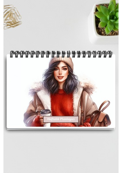 Coffee Girl Model:4 A5 Tel Spiralli Yapılacaklar Notlar Listesi Haftalık Planlayıcı