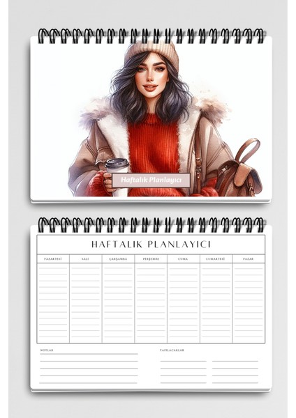 Coffee Girl Model:4 A5 Tel Spiralli Yapılacaklar Notlar Listesi Haftalık Planlayıcı fiyatları