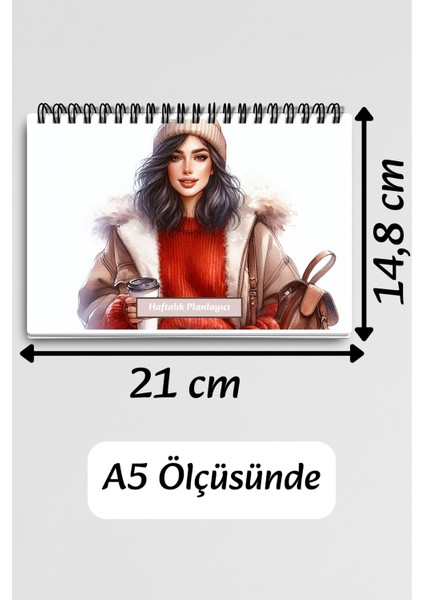 Coffee Girl Model:4 A5 Tel Spiralli Yapılacaklar Notlar Listesi Haftalık Planlayıcı fırsatları