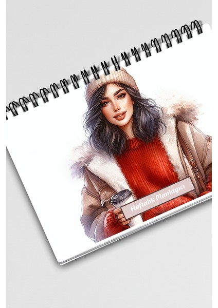 Coffee Girl Model:4 A5 Tel Spiralli Yapılacaklar Notlar Listesi Haftalık Planlayıcı