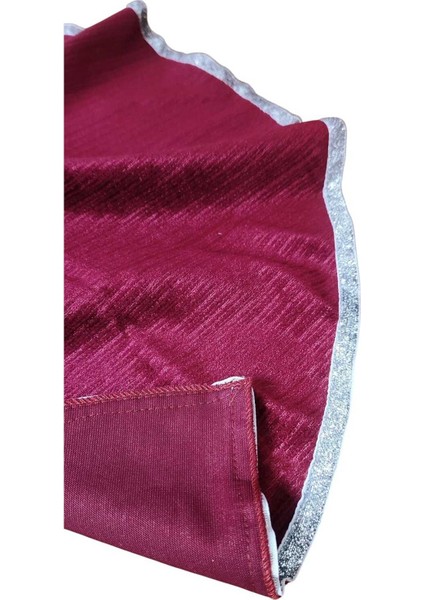 Yılbaşı Çam Ağacı Altı Örtüsü, Çam Ağacı Ayak Halısı Örtüsü, Bordo Renk,parlak Kadife, 65 cm