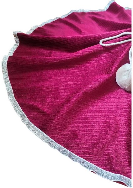 Yılbaşı Çam Ağacı Altı Örtüsü, Çam Ağacı Ayak Halısı Örtüsü, Bordo Renk,parlak Kadife, 65 cm