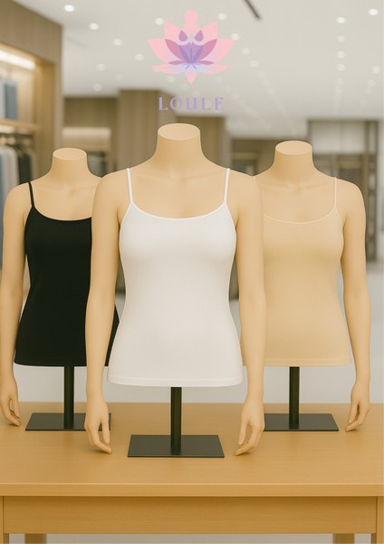 Kadın Giyim Pamuklu & Likralı 3 Adet Ip Askı Çıtçıtlı Body LL.IL.2003.011