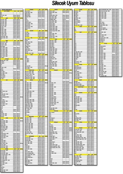 9 Aparatlı Oto Cam Silecek 26'' 65CM modelleri