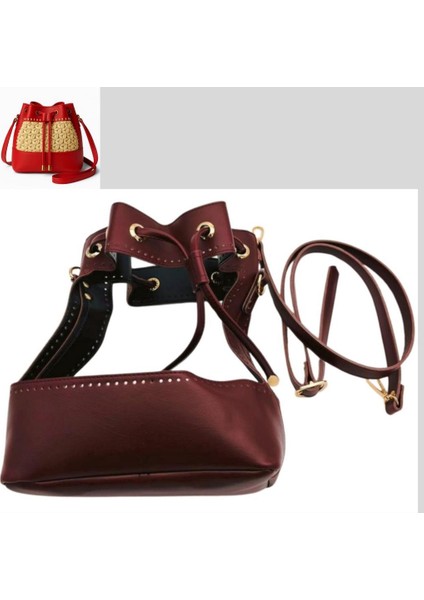 Torba Model Çanta Yapım Aparatı Bordo Renk Light Gold Metalli