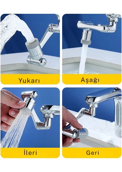 Robotik Kol Musluk Uzatma Aparatı 1080 Derece Evrensel 2 Modlu Mutfak Banyo Musluk Başlığı indirimleri