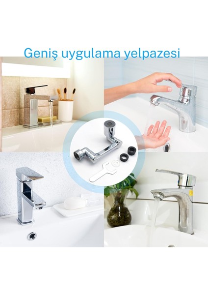 Robotik Kol Musluk Uzatma Aparatı 1080 Derece Evrensel 2 Modlu Mutfak Banyo Musluk Başlığı