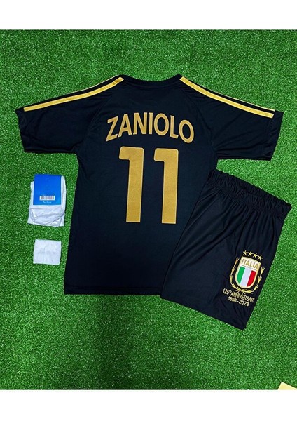 Italya 125.YIL Nicolo Zaniolo Siyah Çocuk Forması 4'lü Set (Black) modelleri