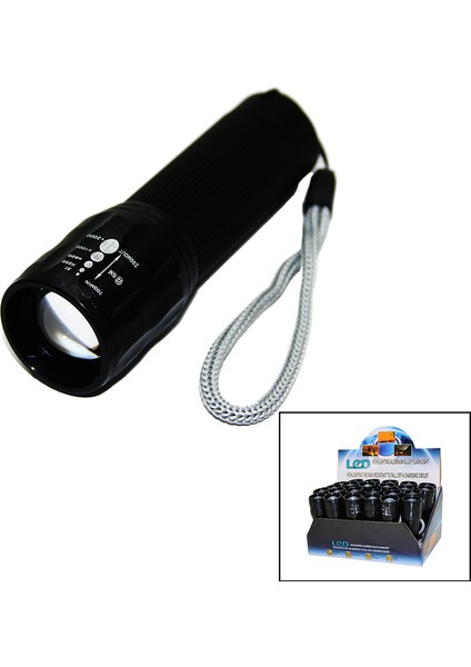 LED Gold Orıon Hıghlıghtıng Aluminum Flashlight Pilli Zoomlu El Feneri Metal Kasa (5067)