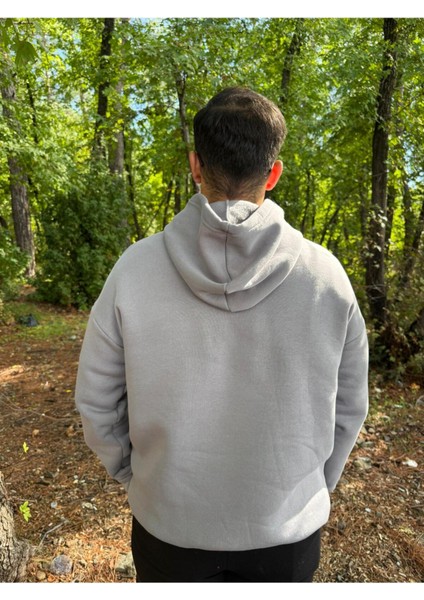 Erkek 3 Iplik Basic Oversize Kanguru Cepli Kapüşonlu Sweatshirt fırsatları