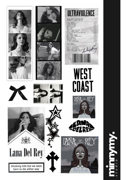 Lana Del Rey Collection Sticker, Çıkartma, Ajanda, Günlük, Planlayıcı, Bullet Journal ,scrapbook