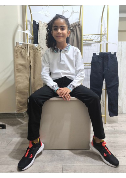 Çocuk Kanvas Okul Pantolonu Siyah Lacivert Bej modelleri