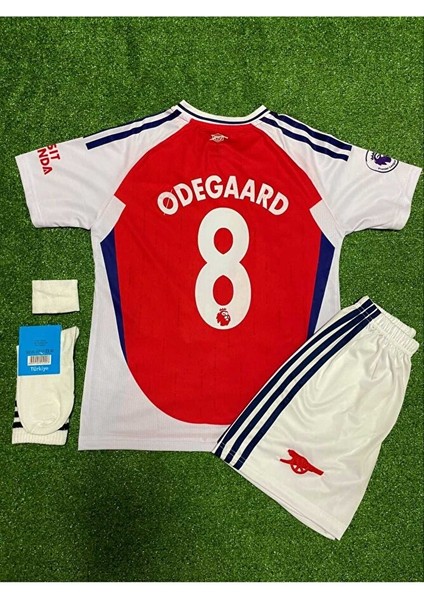 Arsenal 2024/25 Sezonu Martin Ødegaard Iç Saha Çocuk Forması 4'lü Set modelleri