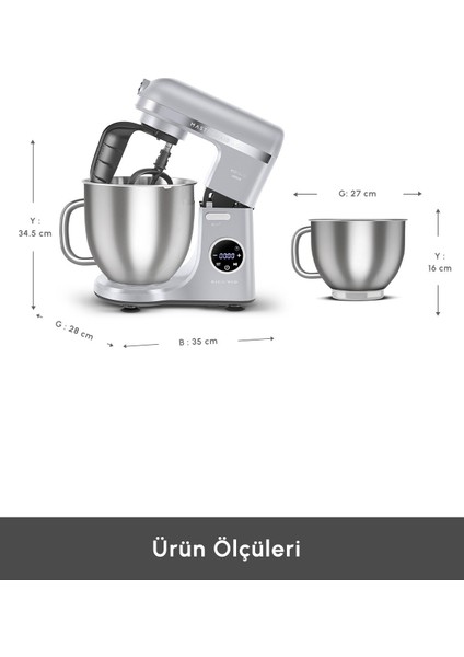 2000W Yüksek Güçlü ve 7 Litrelik Büyük Hazneli Dijital Ekranlı Çırpma, Karıştırma ve Hamur Yoğurma Makinesi & Mutfak Şefi + Hassas Mutfak Tartı fiyatları