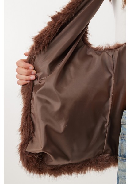 Suni Kürk Yelek LFG0170 Kahverengi fırsatları