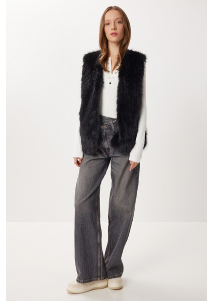 Suni Kürk Yelek LFG0170 Siyah fırsatları