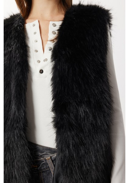 Suni Kürk Yelek LFG0170 Siyah indirimleri